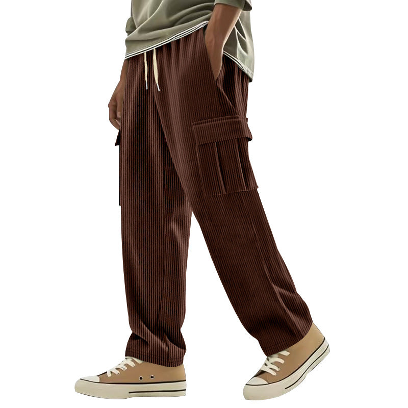 Herren Cordcargo-Hose mit weitem Bein, Tunnelzugbund und aufgesetzten Cargotaschen EB