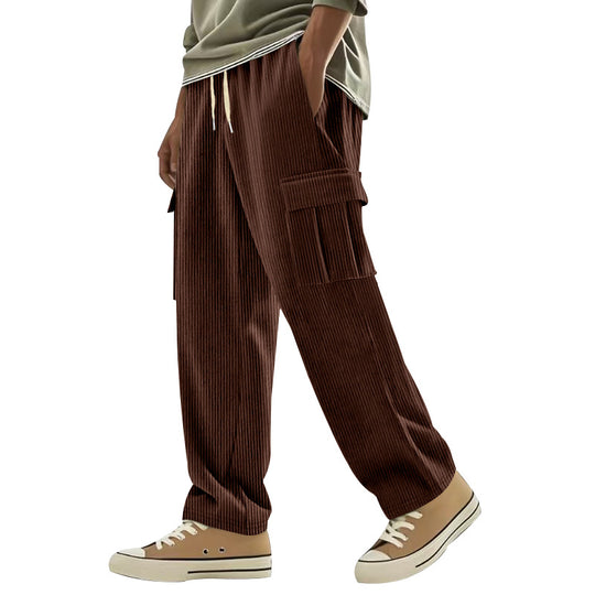 Herren Cordcargo-Hose mit weitem Bein, Tunnelzugbund und aufgesetzten Cargotaschen EB
