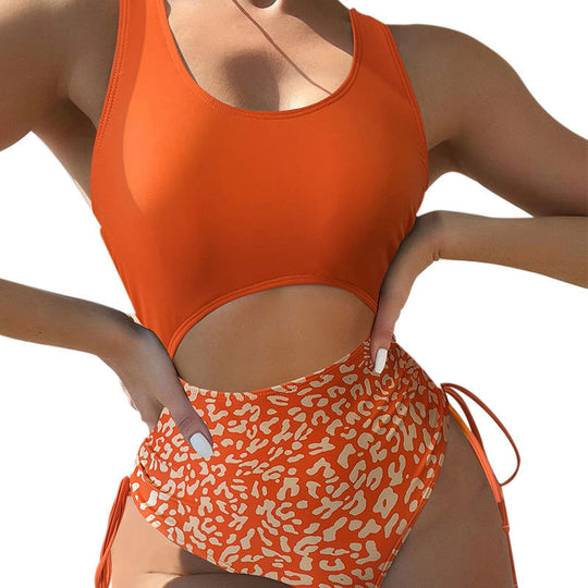 Damen Einteiler Badeanzug mit durchgehendem und farblich akzentuiertem Design EB