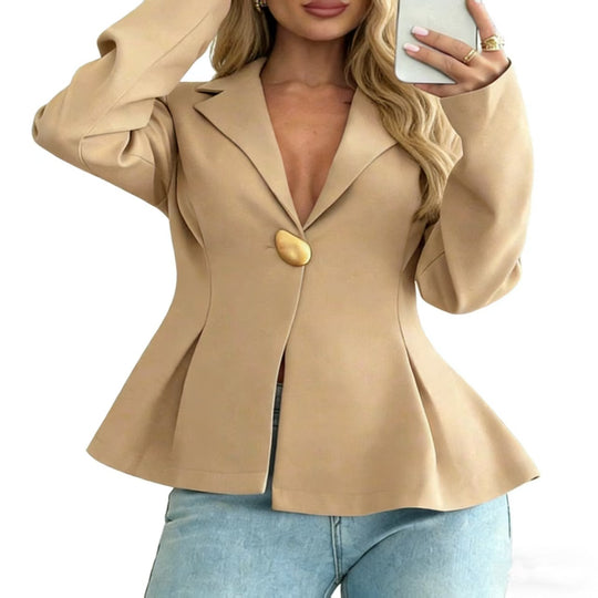 Damen Peplum-Blazer mit ausgefallenen Knopfdetails EB