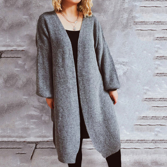 Damen lässiger Strickcardigan mit lässigen Oversize-Ärmeln und offenem Schnitt EB