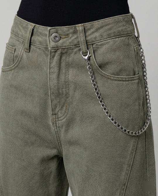 Damen extraweite Baggy-Cargo-Palazzo-Hose mit niedrigem Bund, markanten Teilungsnähten und großen Klappentaschen EB