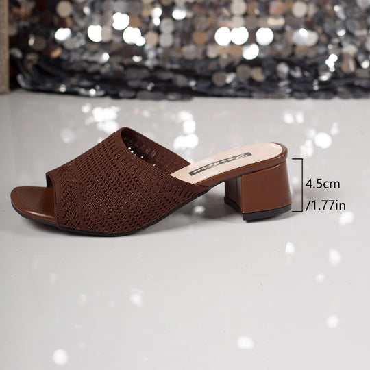 Damen Komfortable offene Mules mit trendigem Blockabsatz EB
