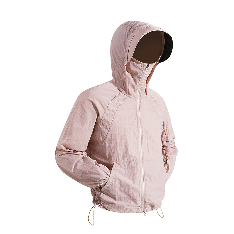 Unisex nan leichte wind- und wasserabweisende Kapuzenjacke mit verstellbarem Saum und Packsack EB