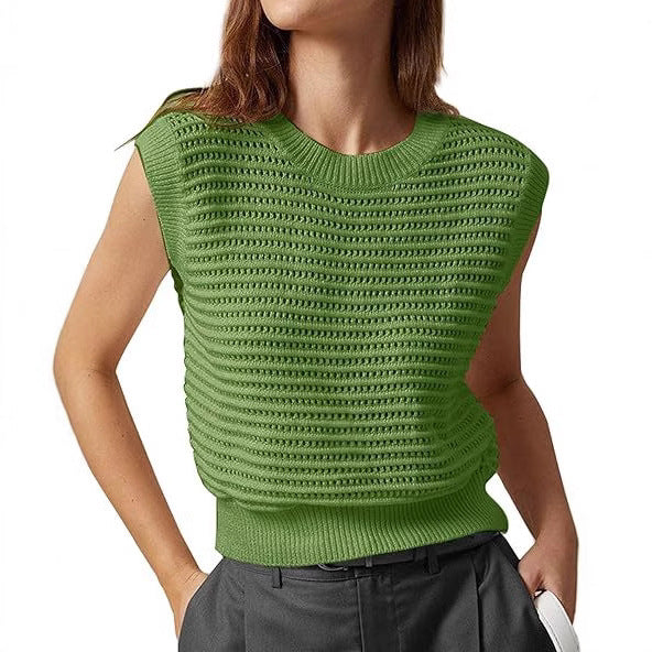 Damen Strickoberteil mit luftiger Struktur und weitem Kragen EB
