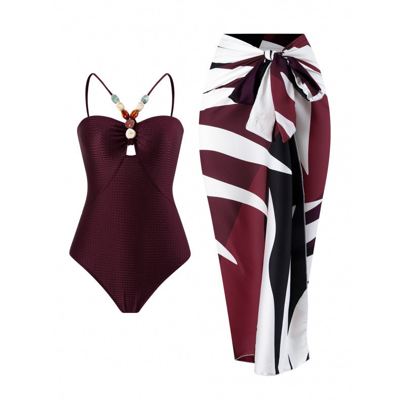 Damen Bandeau-Badeanzug mit asymmetrischem Rock EB