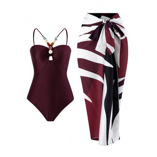 Damen Bandeau-Badeanzug mit asymmetrischem Rock EB