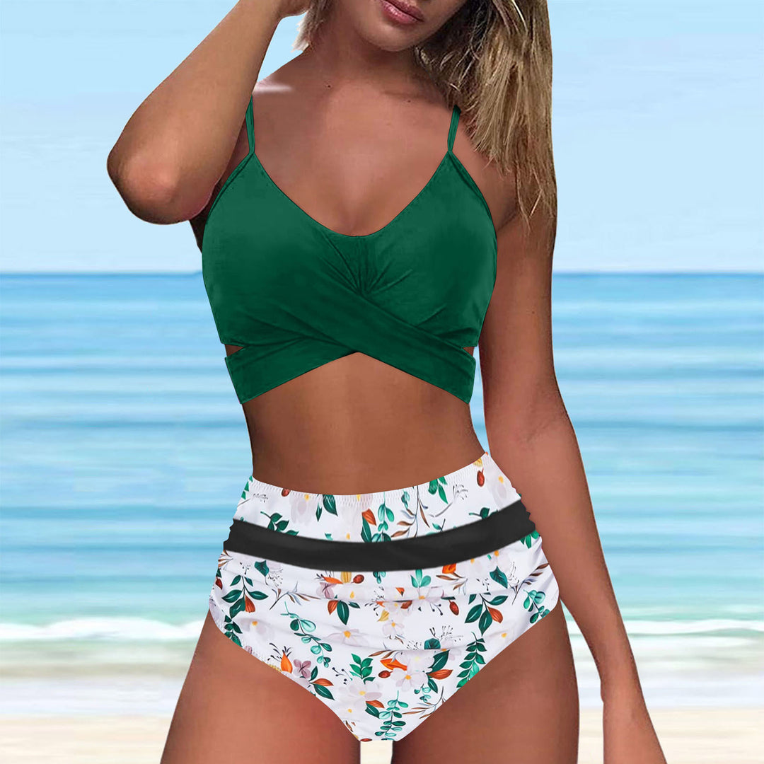Damen High-Waist Bikini Set mit modischem Wickel-Oberteil EB