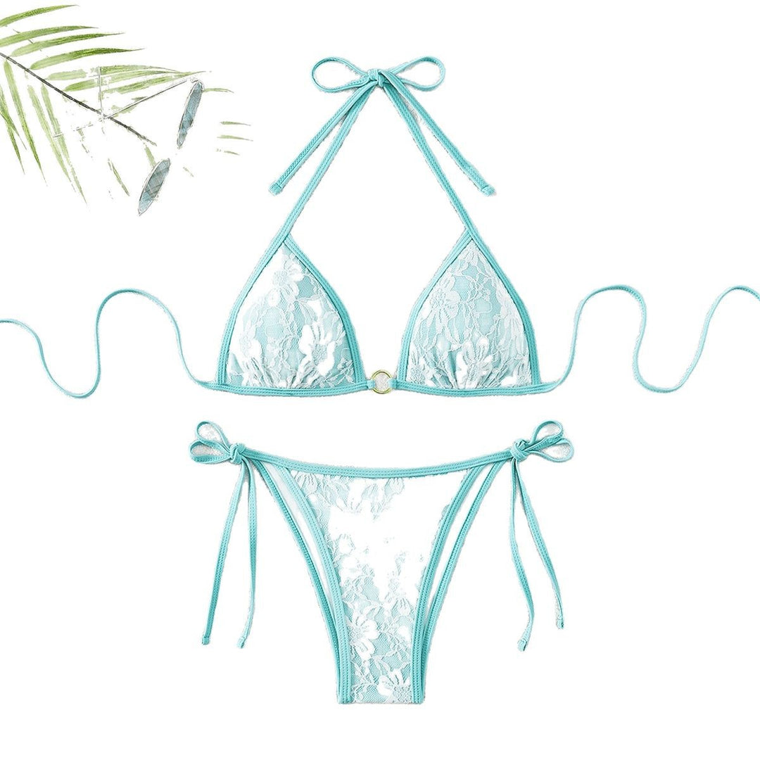 Damen Spitze Triangel-Bikini mit raffinierten Bindebändern EB