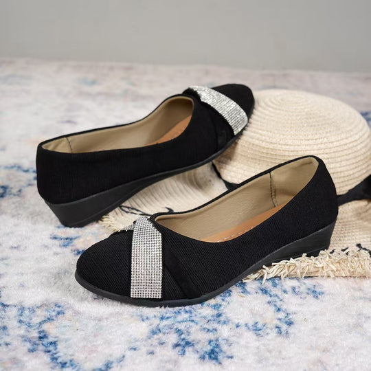 Damen Ballerinas mit glitzerndem Schleifendetail und komfortabler Fußbettgestaltung Heidi Mode