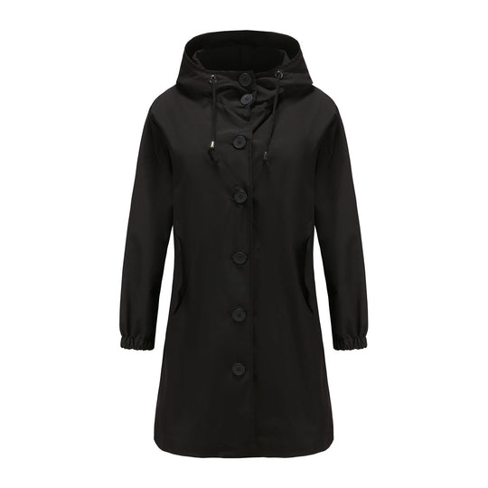 Damen modische Übergangsjacke mit verstellbarer Kapuze und praktischen Taschen EB