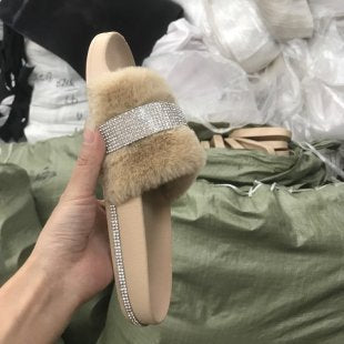 Damen Glamouröse Hausschuhe mit funkelnden Strass-Applikationen EB