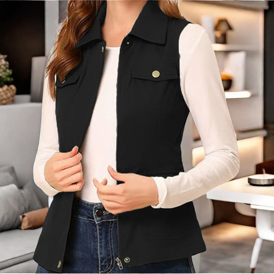 Damen stylische Weste mit praktischen Taschen EB
