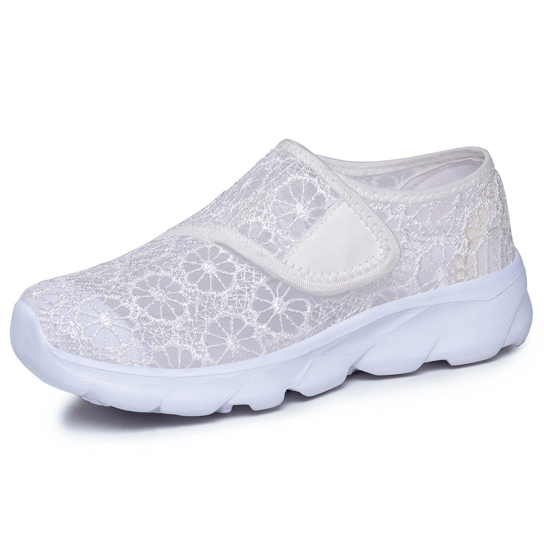 Damen modische Hausschühchen mit elastischem Klettverschluss und floralem Design EB