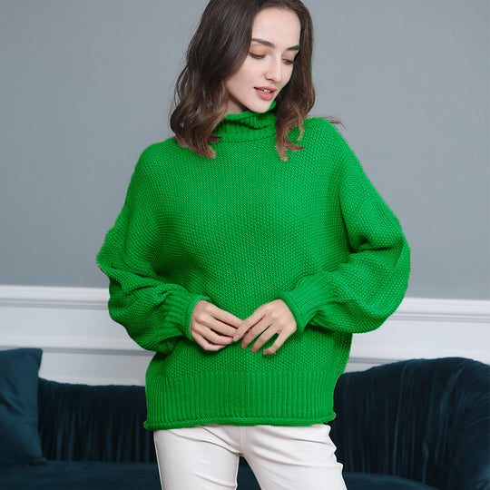 Damen Strickpullover mit hochgeschlossenem Kragen und weitem Schnitt EB