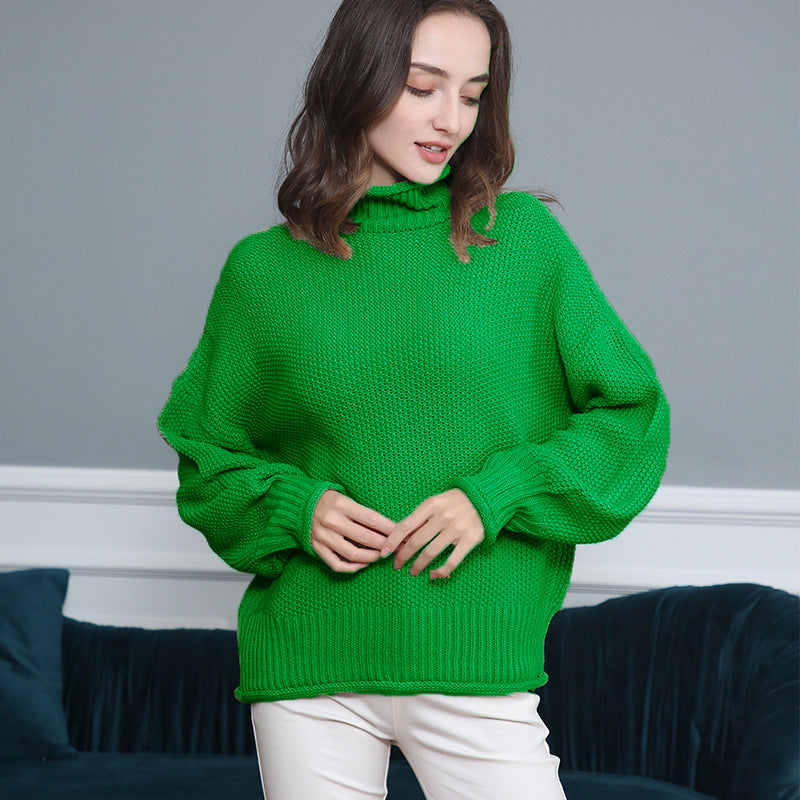 Damen Grobstrickpullover mit Rollkragen und luftiger Schnittgestaltung EB