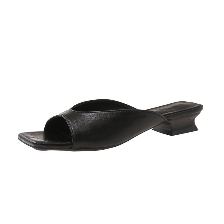 Damen offene Mules mit modernem Blockabsatz EB