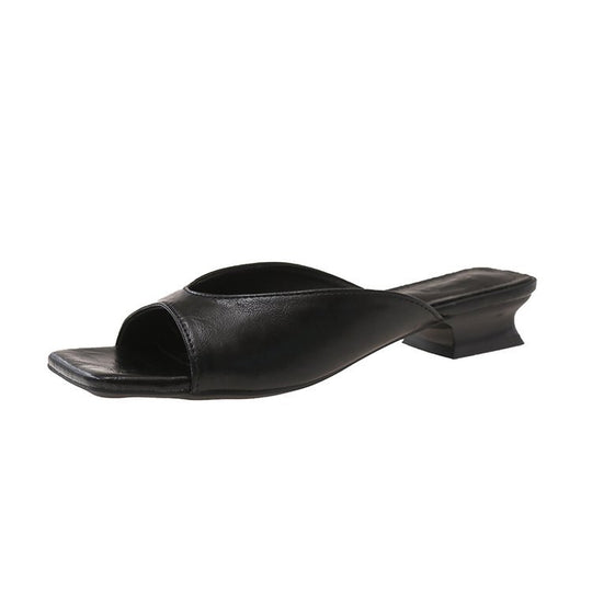 Damen offene Mules mit modernem Blockabsatz EB