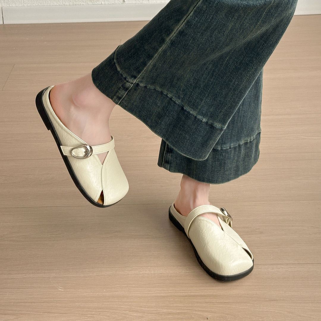 Damen Modische Mules mit verstellbarem Riemen und elastischer Sohle EB