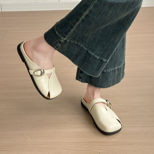 Damen Modische Mules mit verstellbarem Riemen und elastischer Sohle EB