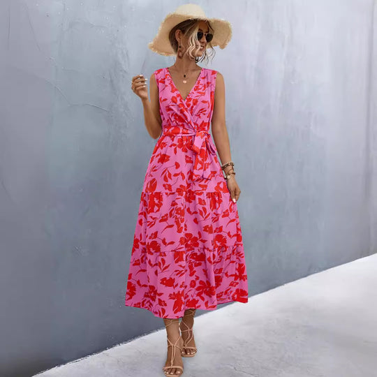 Damen Wickelkleid mit floralem Muster und eleganter Raffung EB