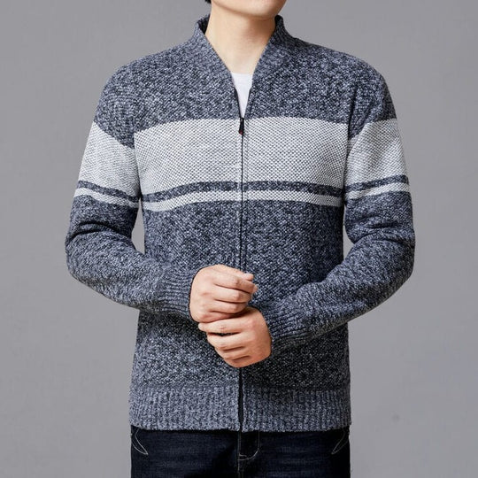 Herren Strickjacke mit modernem Zipper und strukturiertem Design EB