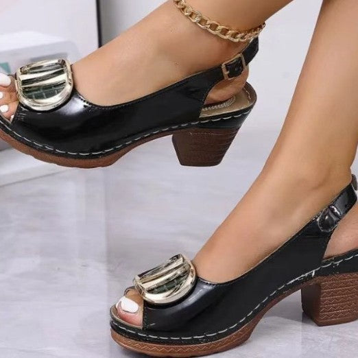Damen angesagte Sling-Pumps mit modischem Absatz und elegantem Schnallenverschluss EB