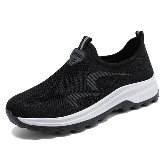 Damen nan nahtloser Strick-Slip-On Komfort-Sneaker mit elastischem Sockenschuh, stoßdämpfender EVA-Zwischensohle und griffiger Profilgummisohle EB
