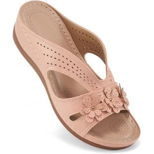 Damen Komfortable Clogs mit floralen Applikationen und atmungsaktiven Einsätzen EB