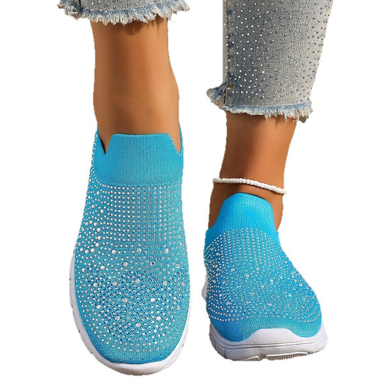 Damen Slip-On Sneakers mit funkelnden Strass-Applikationen EB