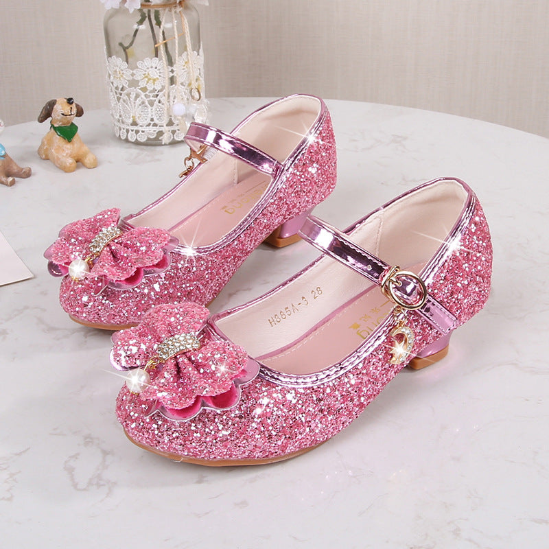 Mädchen Glitzernde Ballerinas mit Schleifenapplikation EB