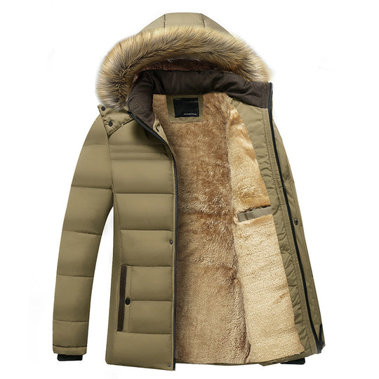 Herren Winterparka mit wärmendem Teddyfutter, abnehmbarer Kapuze und hoher Stehkragen EB