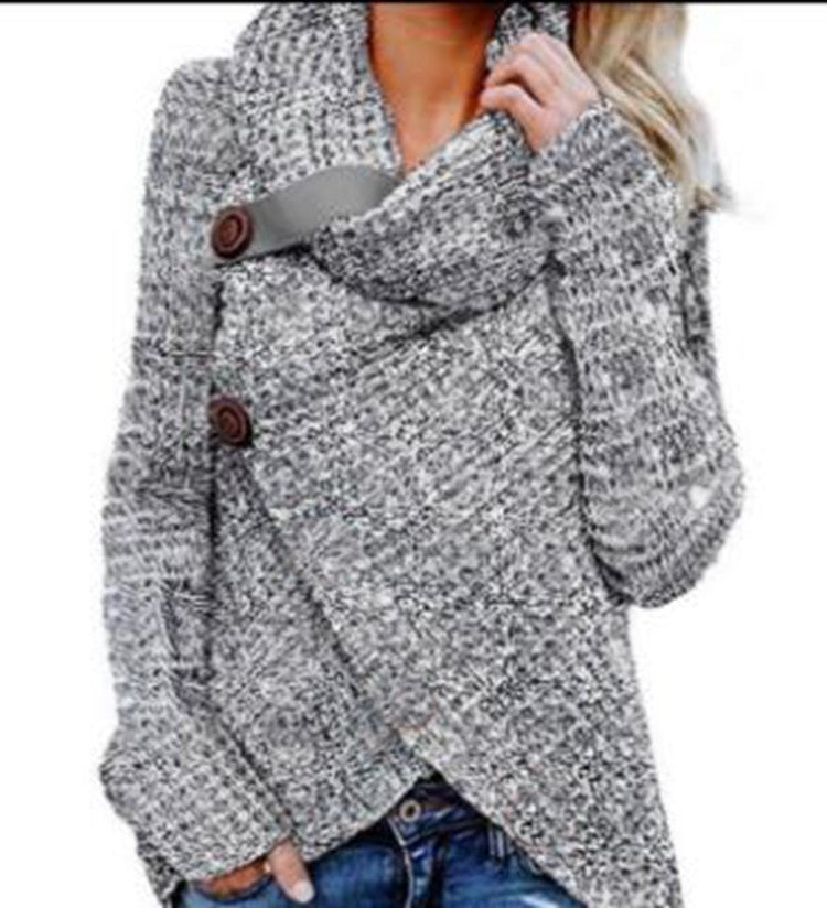 Damen Strickjacke mit asymmetrischem Verschluss und komfortablem Kragen EB