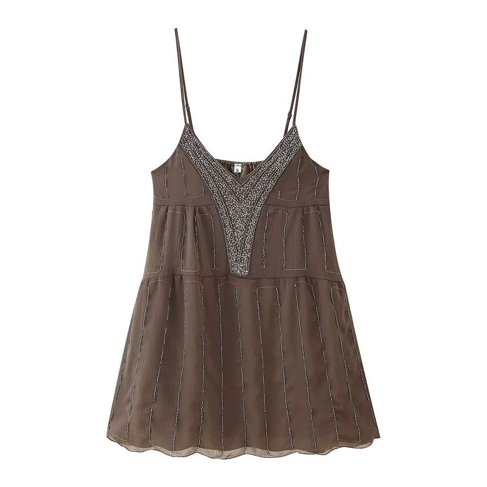Damen Sommerliches Kleid mit elegantem V-Ausschnitt und raffinierten Rüschendetails EB