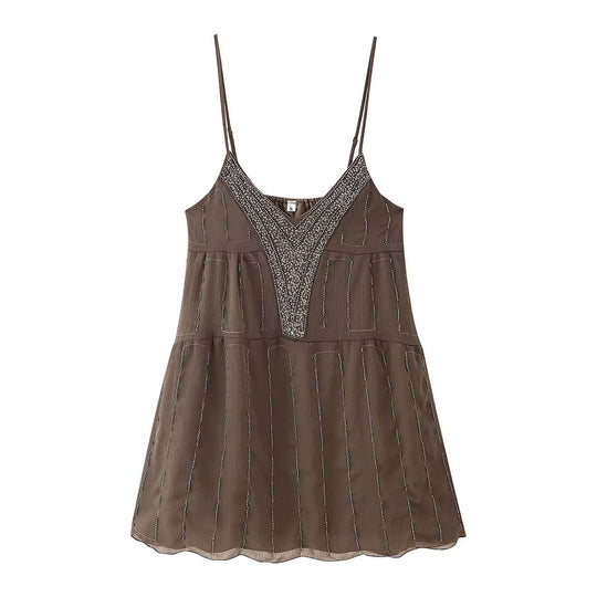 Damen Sommerliches Kleid mit elegantem V-Ausschnitt und raffinierten Rüschendetails EB