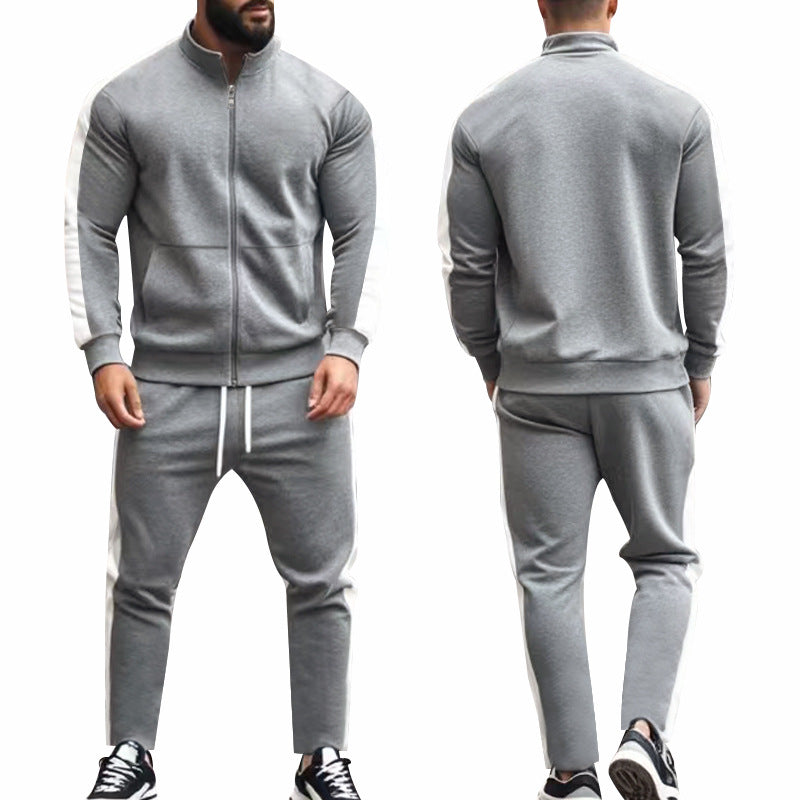 Herren nan zweiteiliges Jogginganzug-Set mit Stehkragen-Zipjacke und konisch zulaufender Jogginghose EB