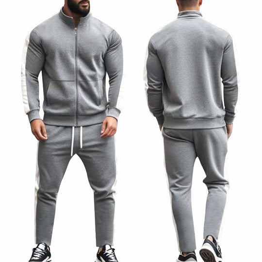 Herren nan zweiteiliges Jogginganzug-Set mit Stehkragen-Zipjacke und konisch zulaufender Jogginghose EB