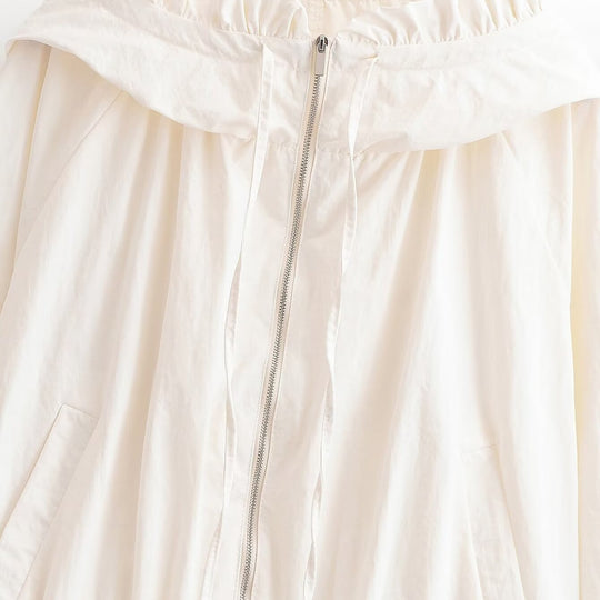 Damen lockere Windjacke mit Raffung und praktischen Taschen EB