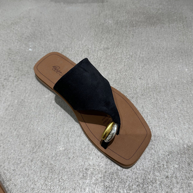 Damen Zehentrenner-Sandalen mit modischem Riemendesign und edlem Akzent EB