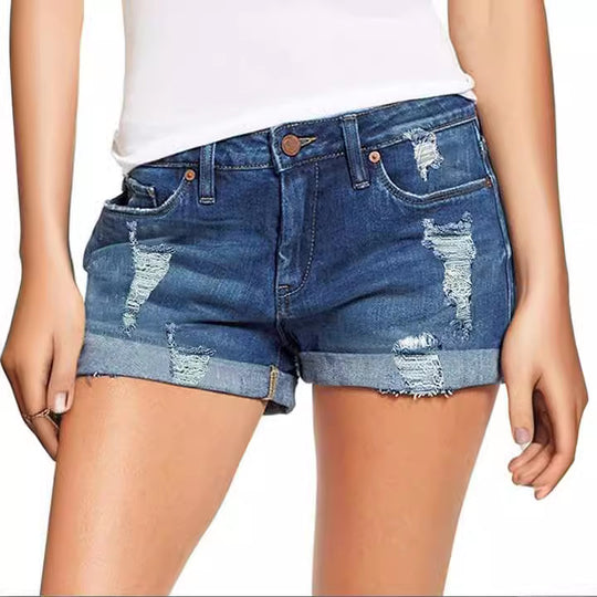 Damen Destroyed Denim-Shorts im lässigen Freizeitstil EB