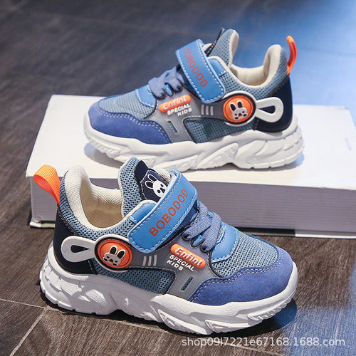 Damen Sportliche Kinder-Sneaker mit verstellbarem Klettverschluss und niedlichem Tiermotiv EB