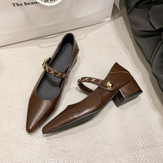 Damen elegante Ballerinas mit modischer Kette EB