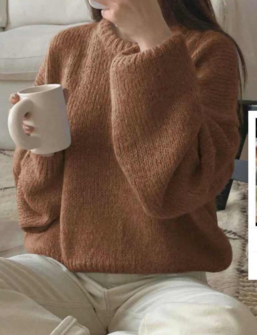 Damen Kuscheliger Strickpullover mit weitem Schnitt und klassischen Rippdetails EB