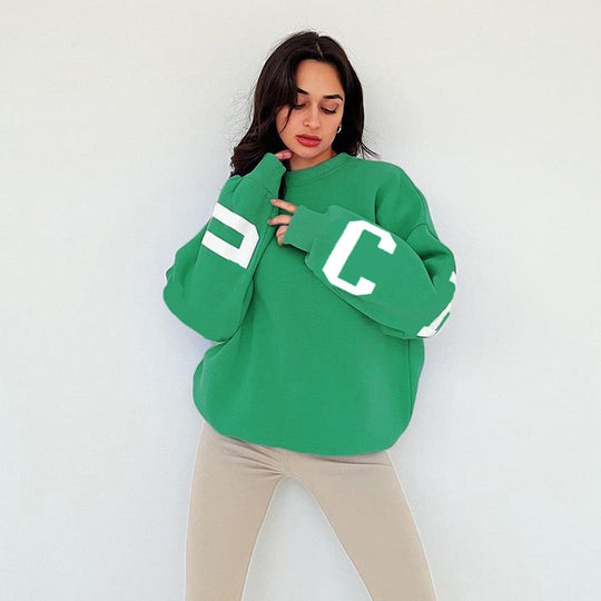 Damen Oversize-Sweatshirt mit College-Print und Raglanärmeln EB