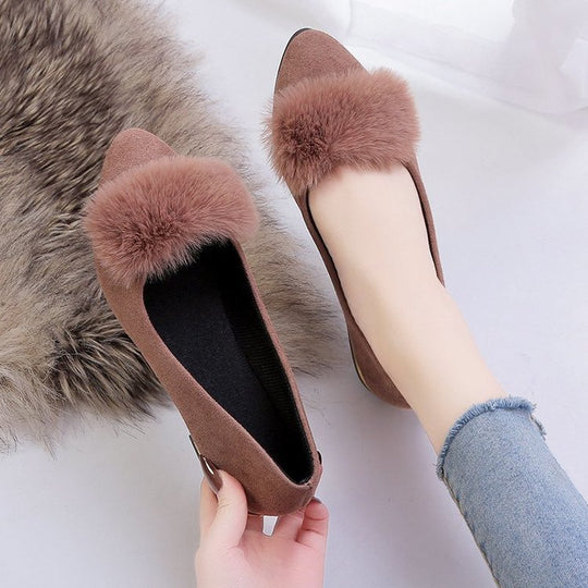 Damen Ballerinas mit dekorativem Pelzdetail EB
