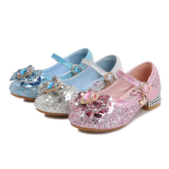 Mädchen Festliche Glitzer Ballerinas mit Blumenapplikation EB