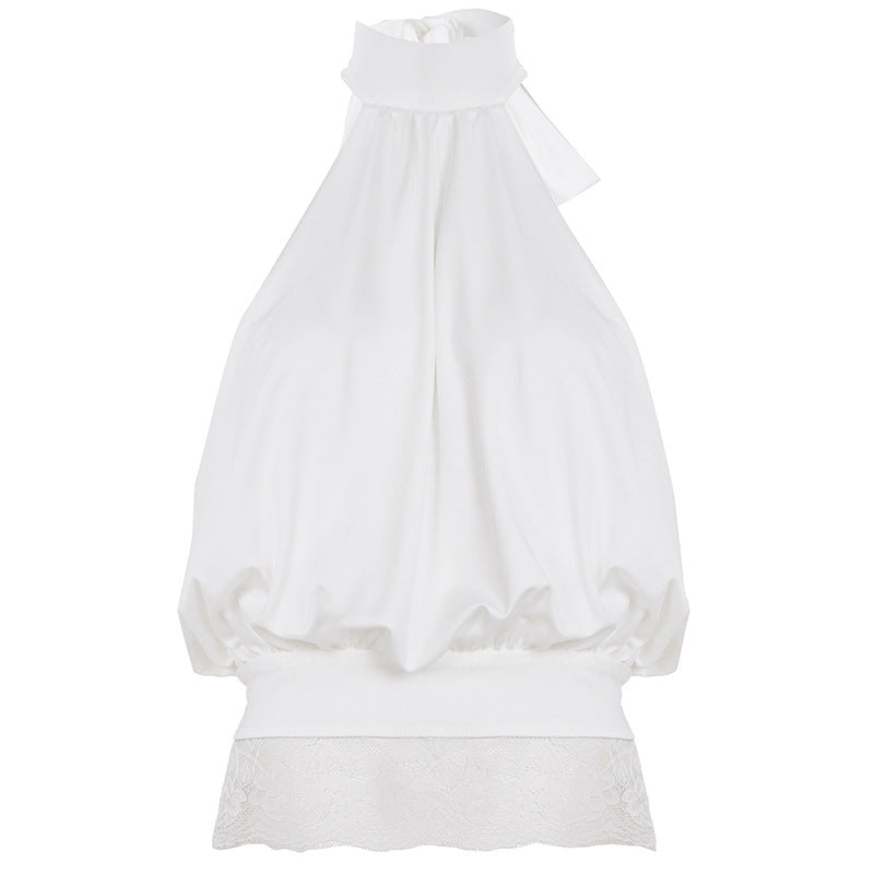 Damen Haltertop mit zarten Spitzenakzenten und eleganter Schnürung EB