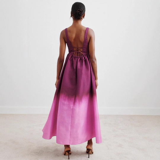 Damen nan bodenlanges Bustier-Maxikleid mit herzförmigem Dekolleté, breiten Trägern und geraffter Empire-Taille EB