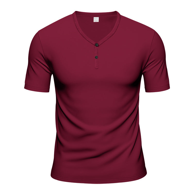 Herren Kurzarm Henley-T-Shirt mit atmungsaktiver Struktur EB