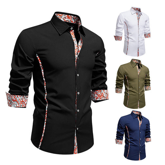Herren Langarmhemd mit floralem Design und modernem Schnitt EB